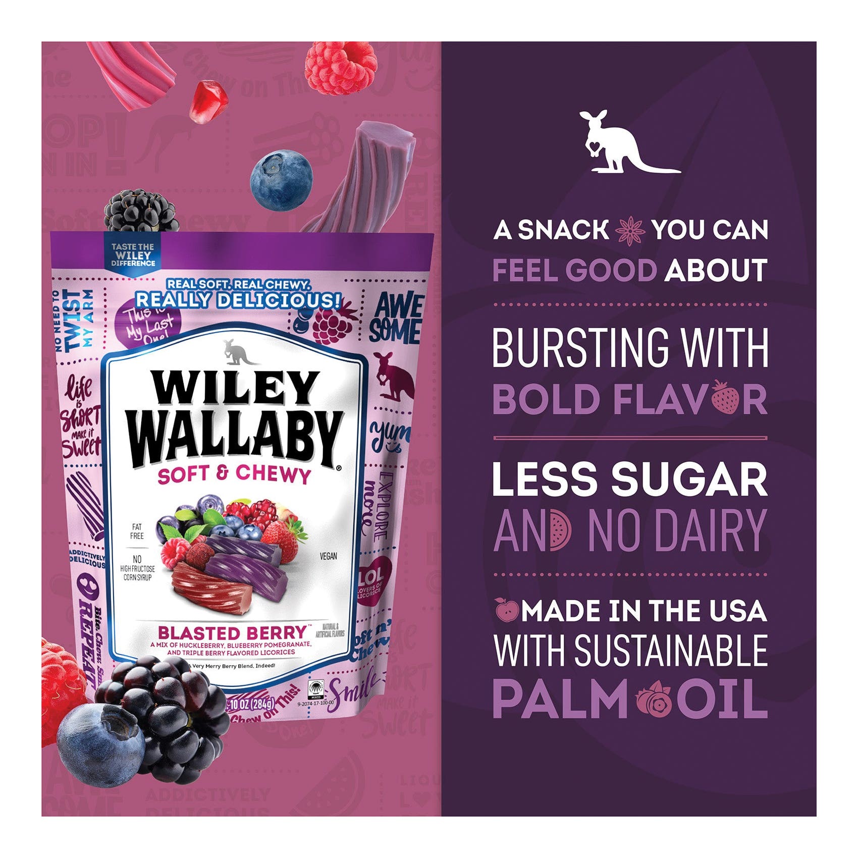 Wiley Wallaby Berry Licorice Candy 10 oz