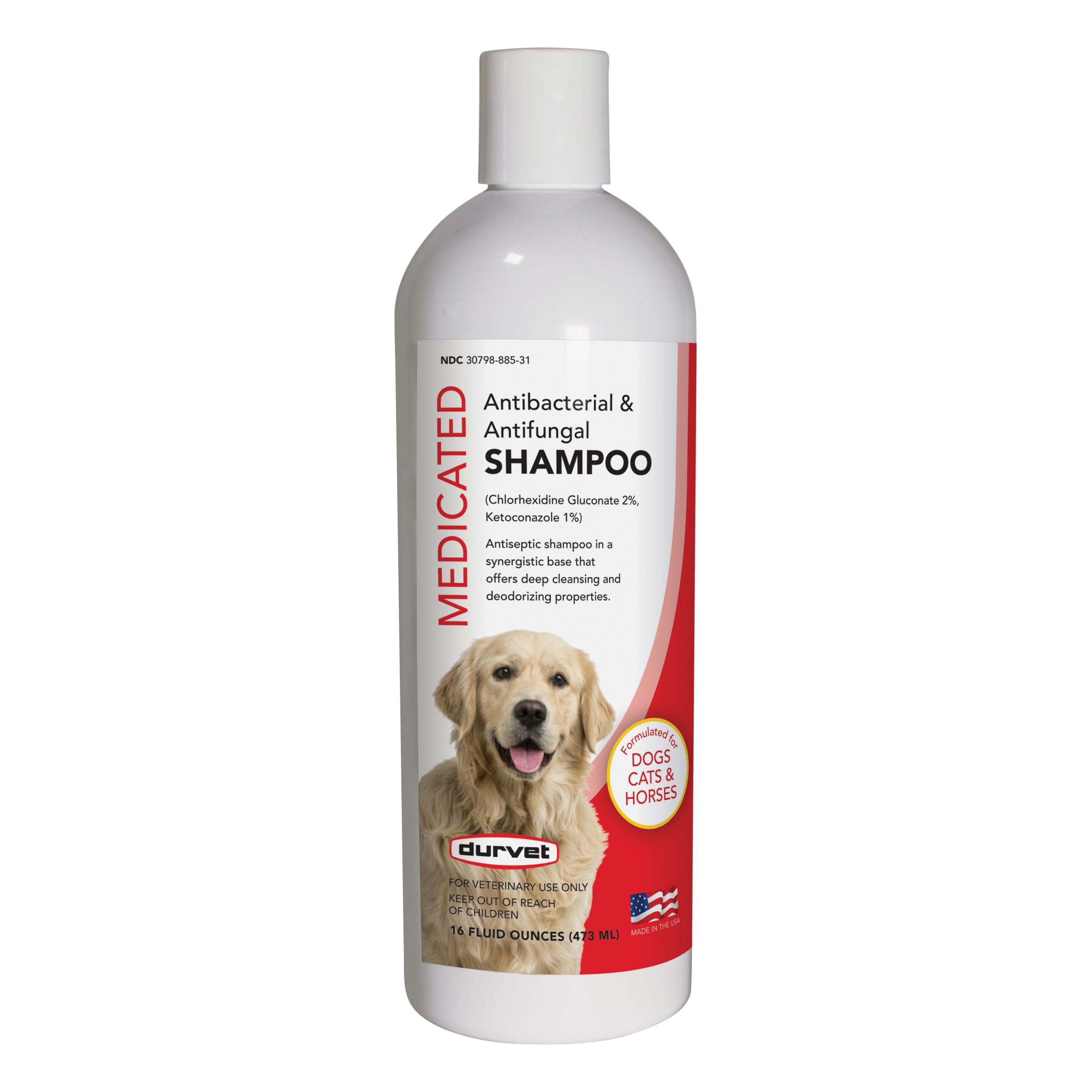 Durvet Antibacterial and Antifungal Shampoo, Liquid, Clear/Pale Yellow/Red/Viscous, 16 oz, Bottle