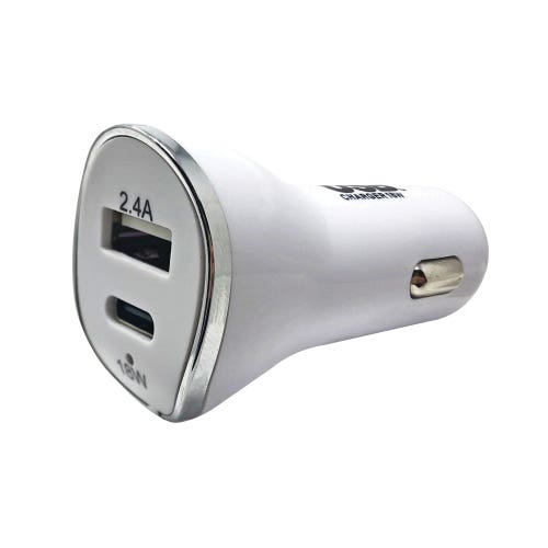 GetPower Dual Port DC Car Adapter, 2.4 A Output, White Housing