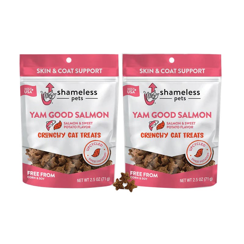 Shameless Pets 164039 Crunchy Cat Treat, Salmon, Sweet Potato, 2.5 oz, Bag