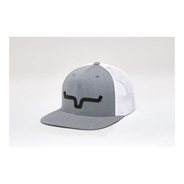 Kimes Ranch Cap, Real Leather Die Cut Horns on Front, Men's, One-Size, Cotton, Gray Heather