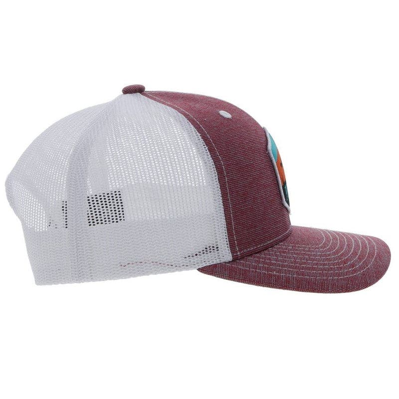 Hooey 5027T-MAWH-OS Hat, Punchy Patch Logo, One-Size, Odessa Fabric, Maroon/White