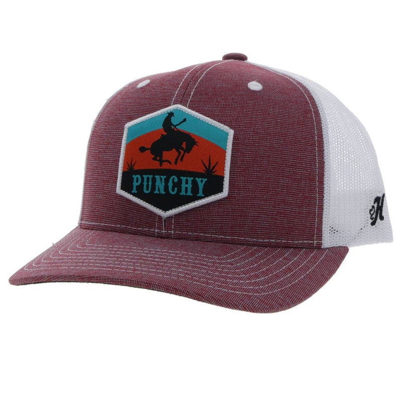 Hooey 5027T-MAWH-OS Hat, Punchy Patch Logo, One-Size, Odessa Fabric, Maroon/White