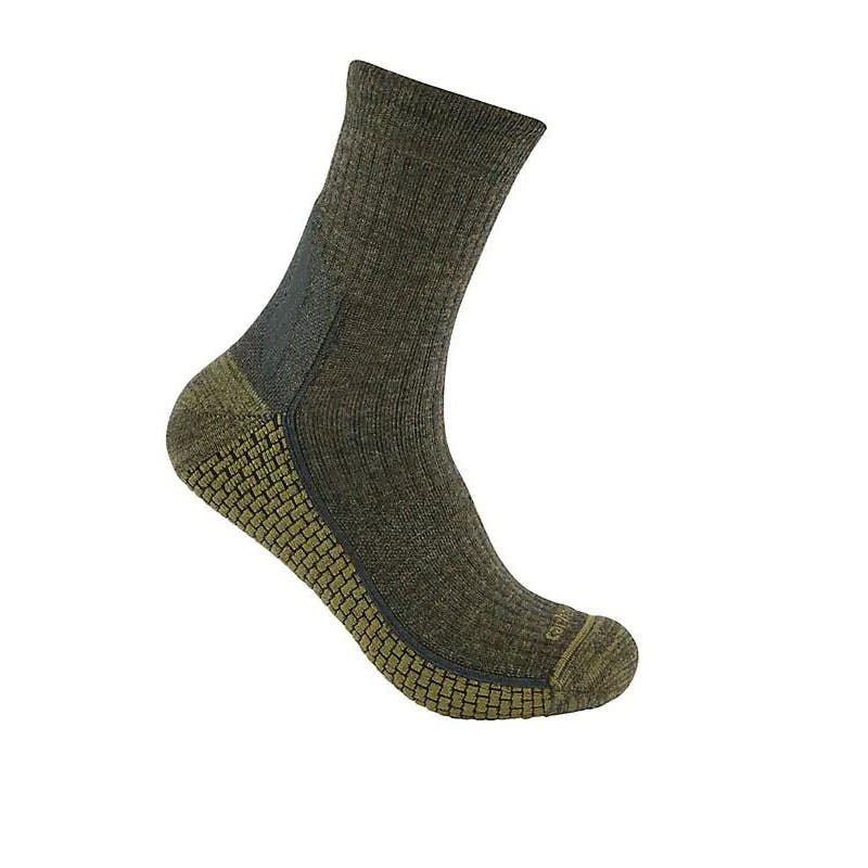 Carhartt Force Series Crew Socks, Grid Midweight, Men's, L, Elastane/Merino Wool/Nylon, Olive