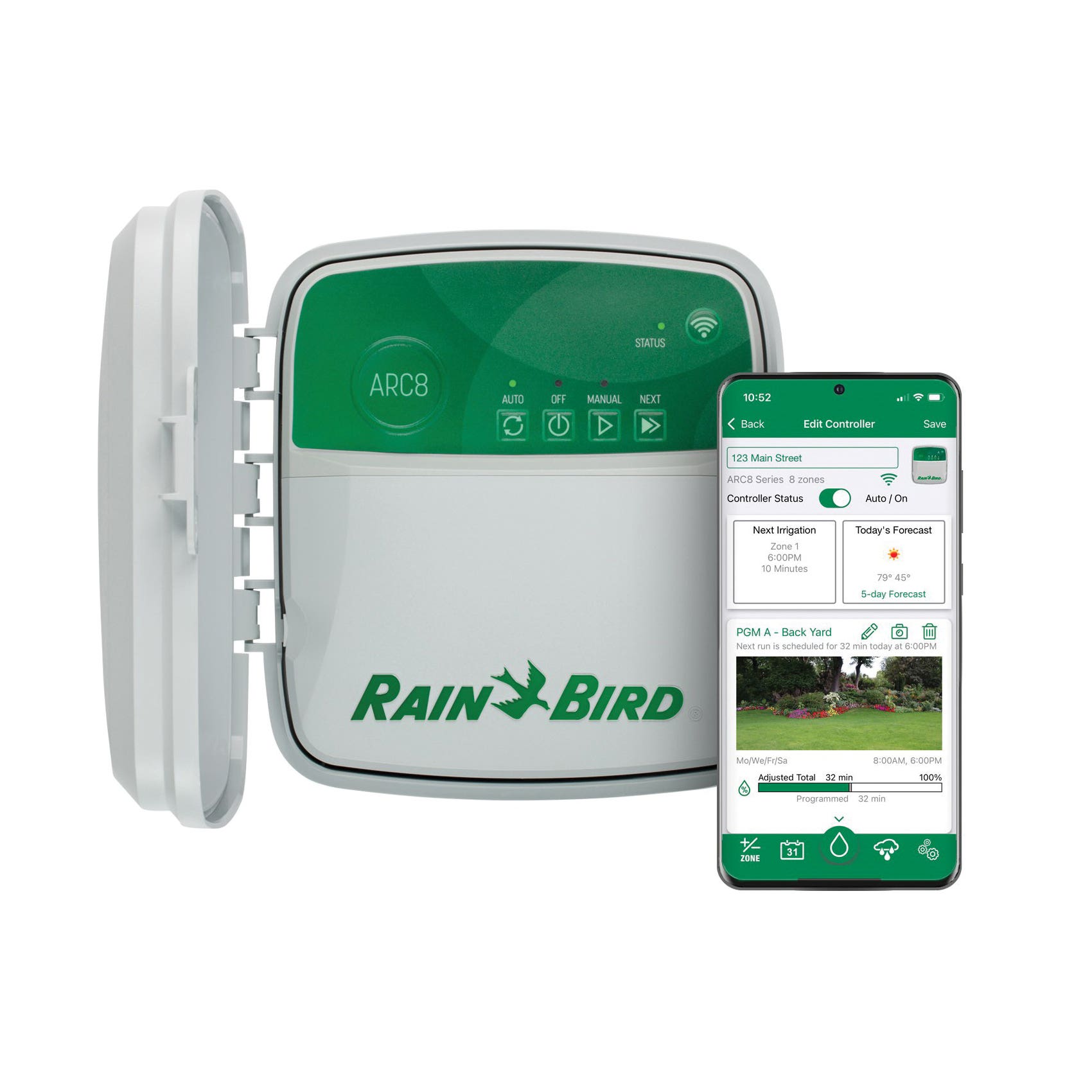 Rain Bird ARC8 App-Based Residential Controller, 120 VAC at 60 Hz Input, 0.68 a at 24 VAC Nominal, 1 a at 24 VAC Maximum