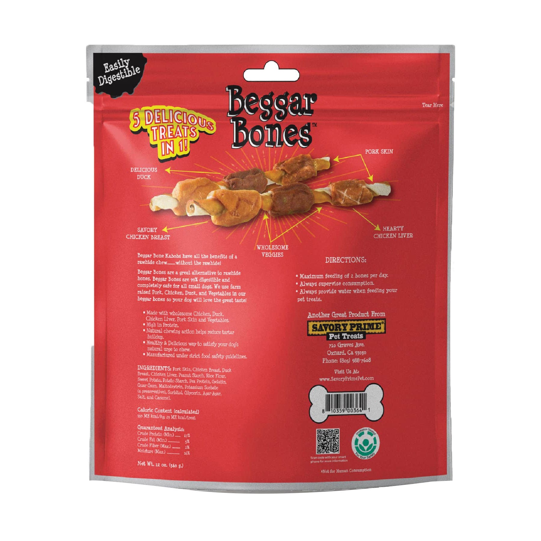 Savory Prime Beggar Bone Series Dog Treat, 4 oz