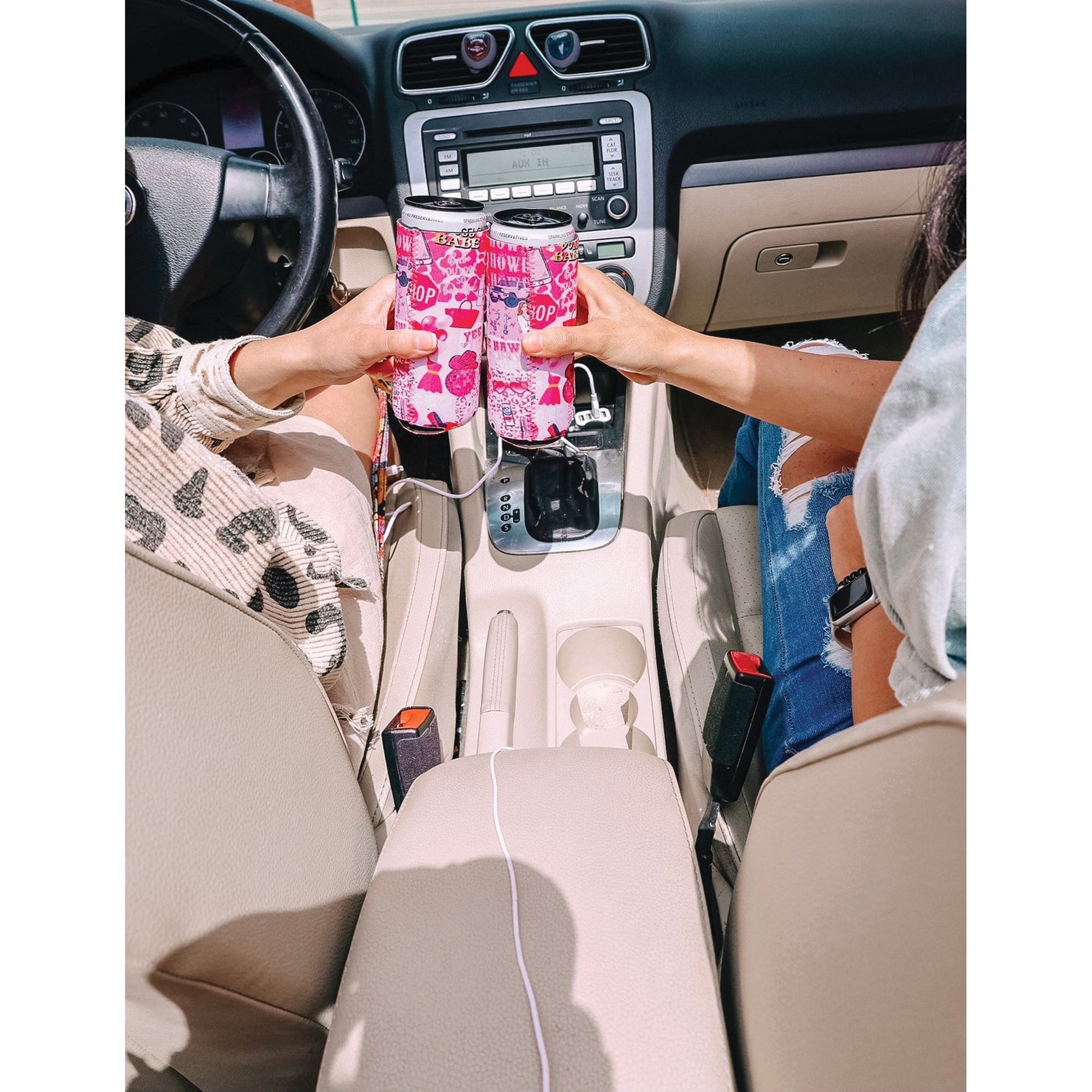 Front Porch Boutique Pink Collage Tall Coozie