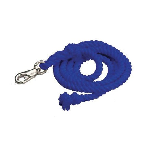 Colorado Saddlery Lead Rope with Bullsnap, 3/4 in Dia, 10 ft L, Cotton, Royal Blue