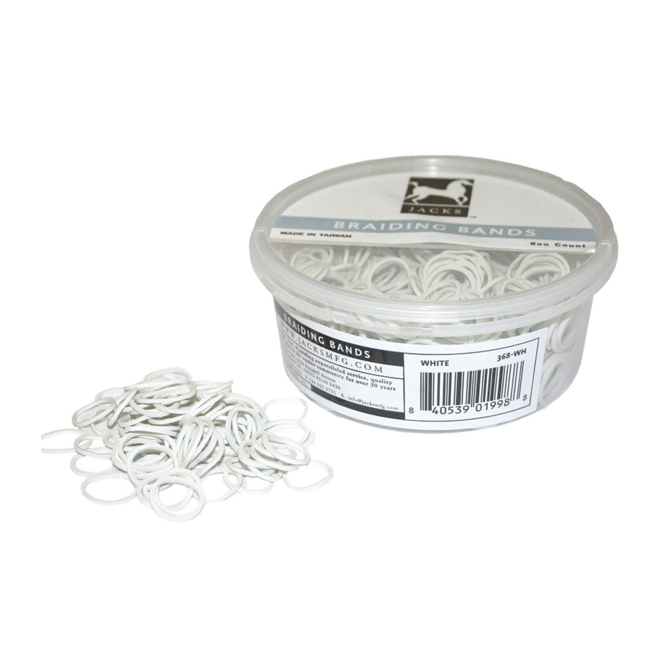 Jacks Braiding Bands, Natural Rubber, White