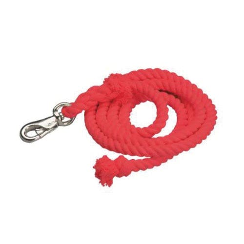 Colorado Saddlery Lead Rope with Bullsnap, 3/4 in Dia, 10 ft L, Cotton, Red