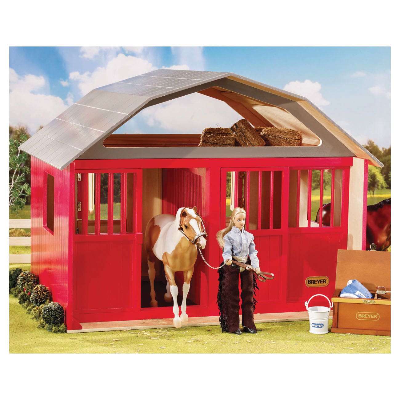 Breyer Horses Traditional Series Two-Stall Barn, Natural Wood