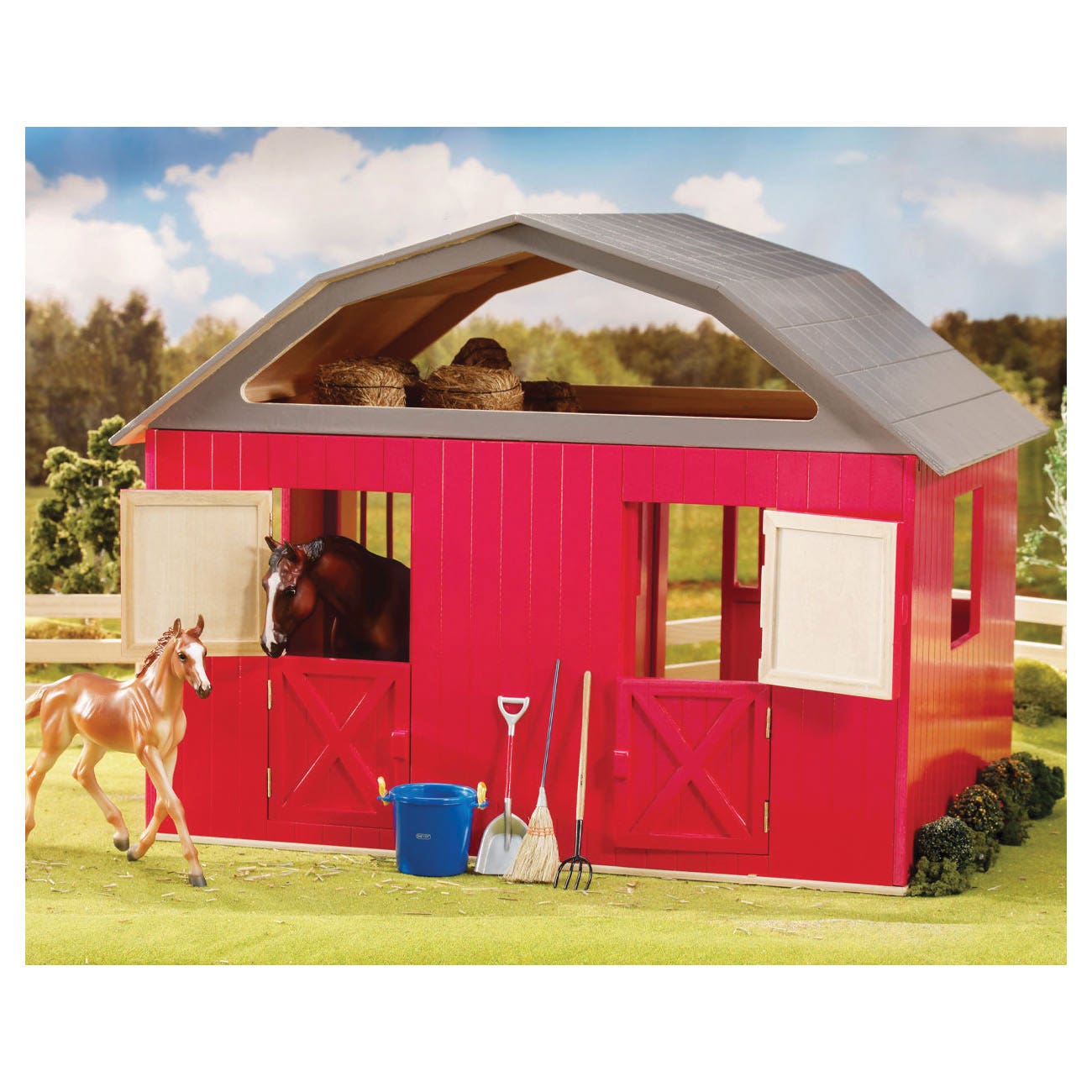 Breyer Horses Traditional Series Two-Stall Barn, Natural Wood