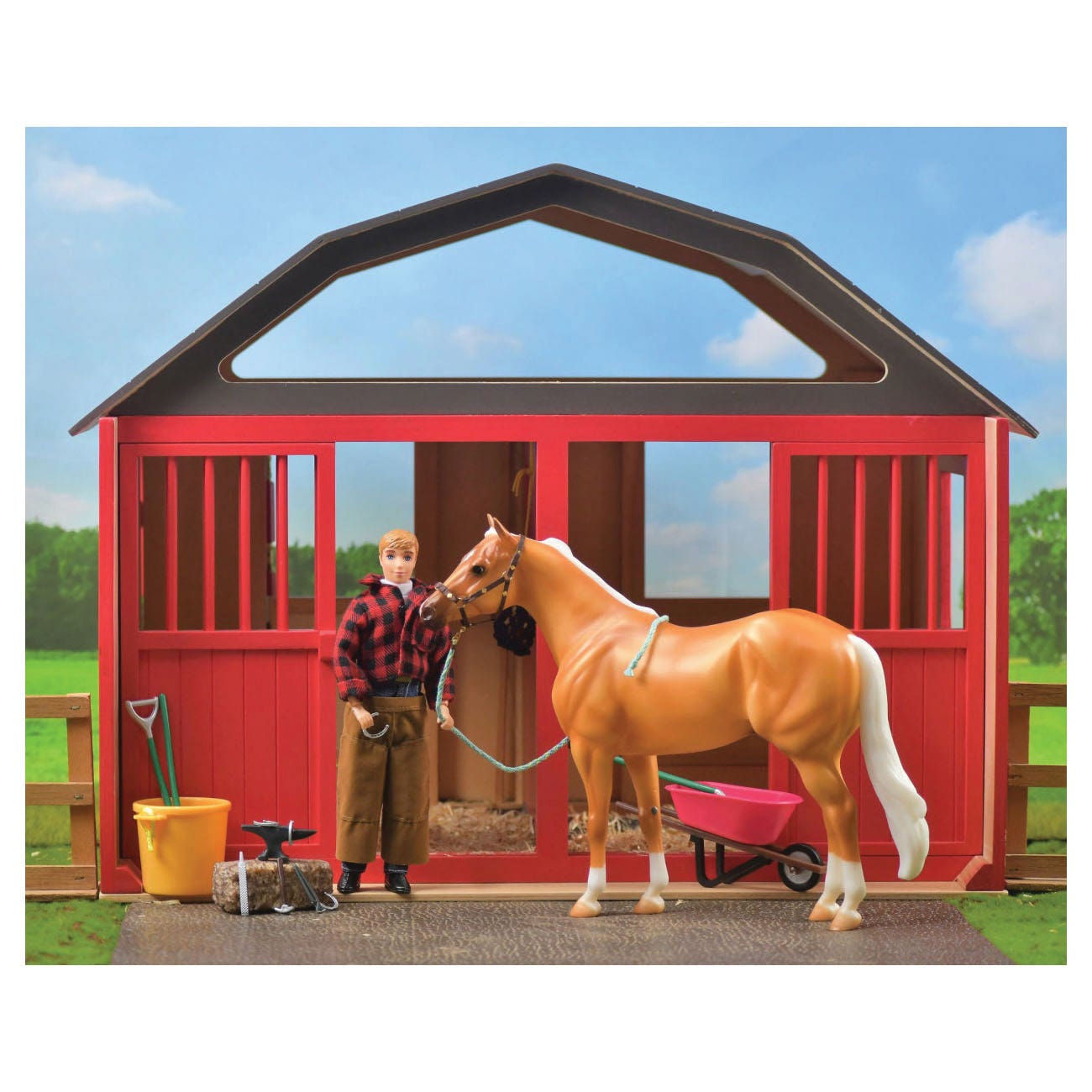 Breyer Horses Traditional Series Two-Stall Barn, Natural Wood