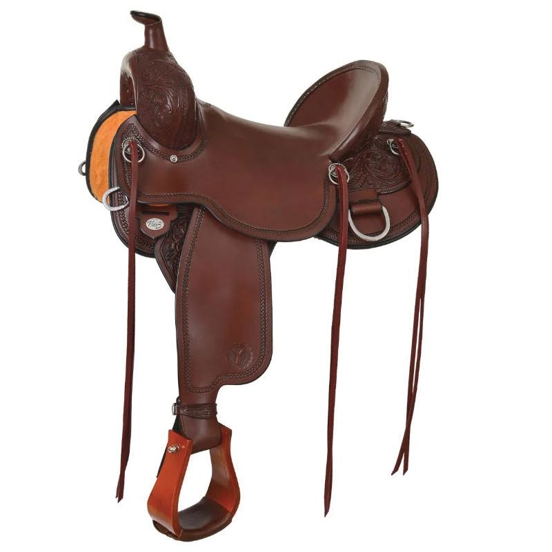 Circle Y Wrangler Flex2 Trail Series Leather Saddle, 15 In., Dual Bar
