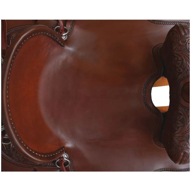 Circle Y Wrangler Flex2 Trail Series Leather Saddle, 16 In., Dual Bar