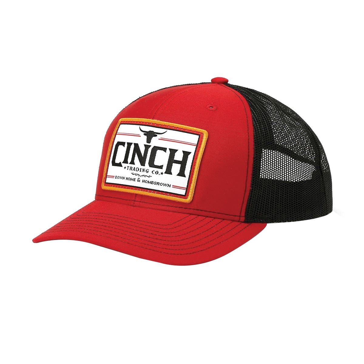 Cinch Cap, Woven Logo Patch, Men's, One-Size, Black/Red