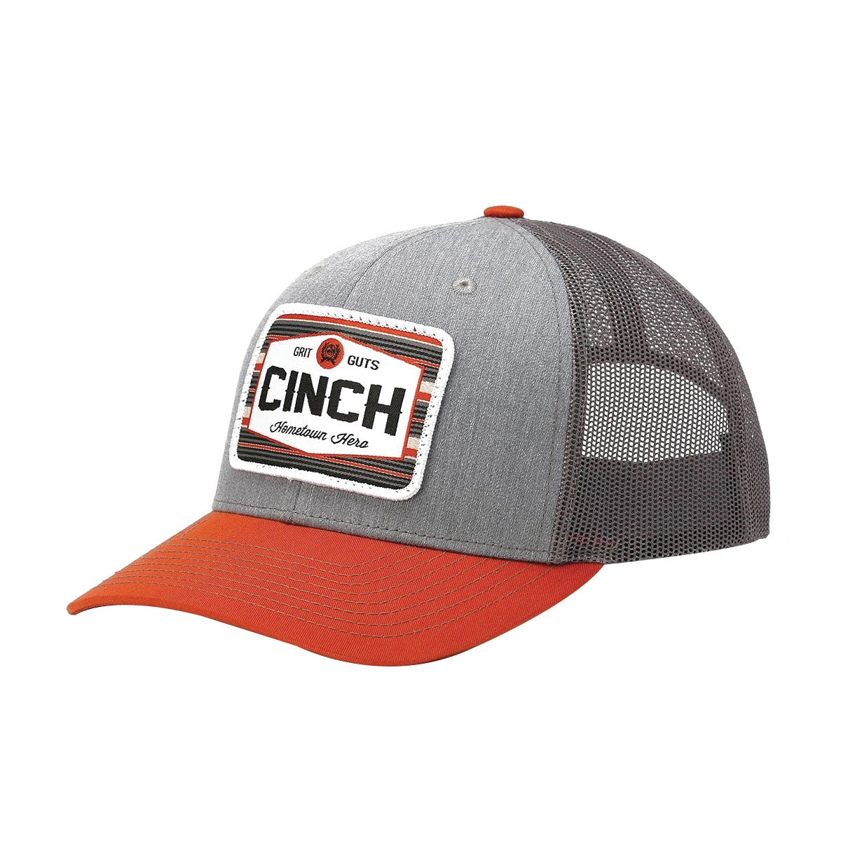 Cinch Cap, Woven Logo Patch, Men's, One-Size, Gray/Orange