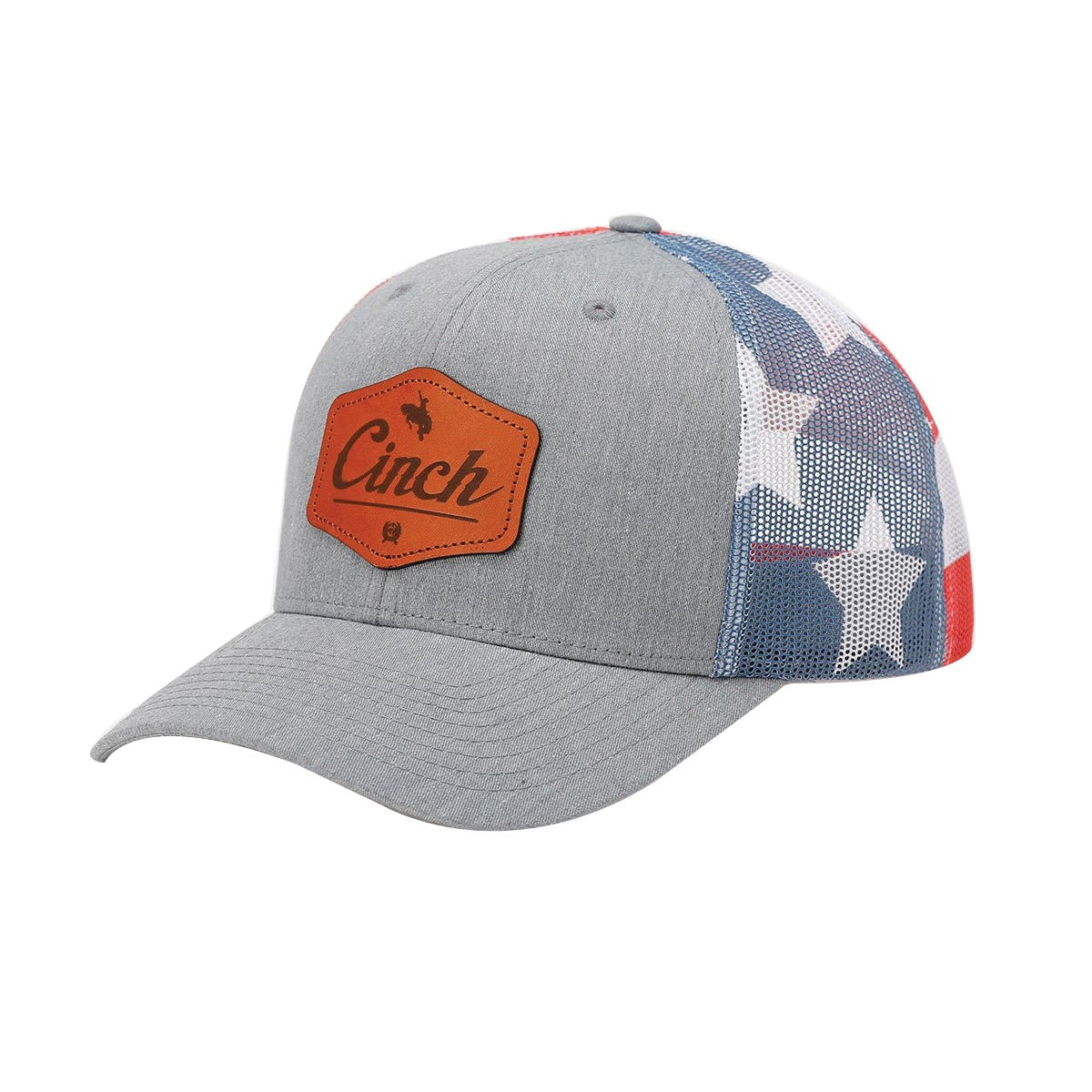 Cinch Cap, Faux Leather Laser Embossed Logo Patch, Men's, One-Size, Gray