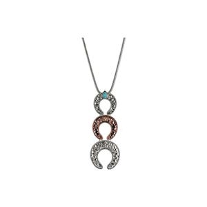 Justin Necklace, Triple Naja Charms with Mixed Finish and Hammered Details, Turquoise, Zinc Alloy
