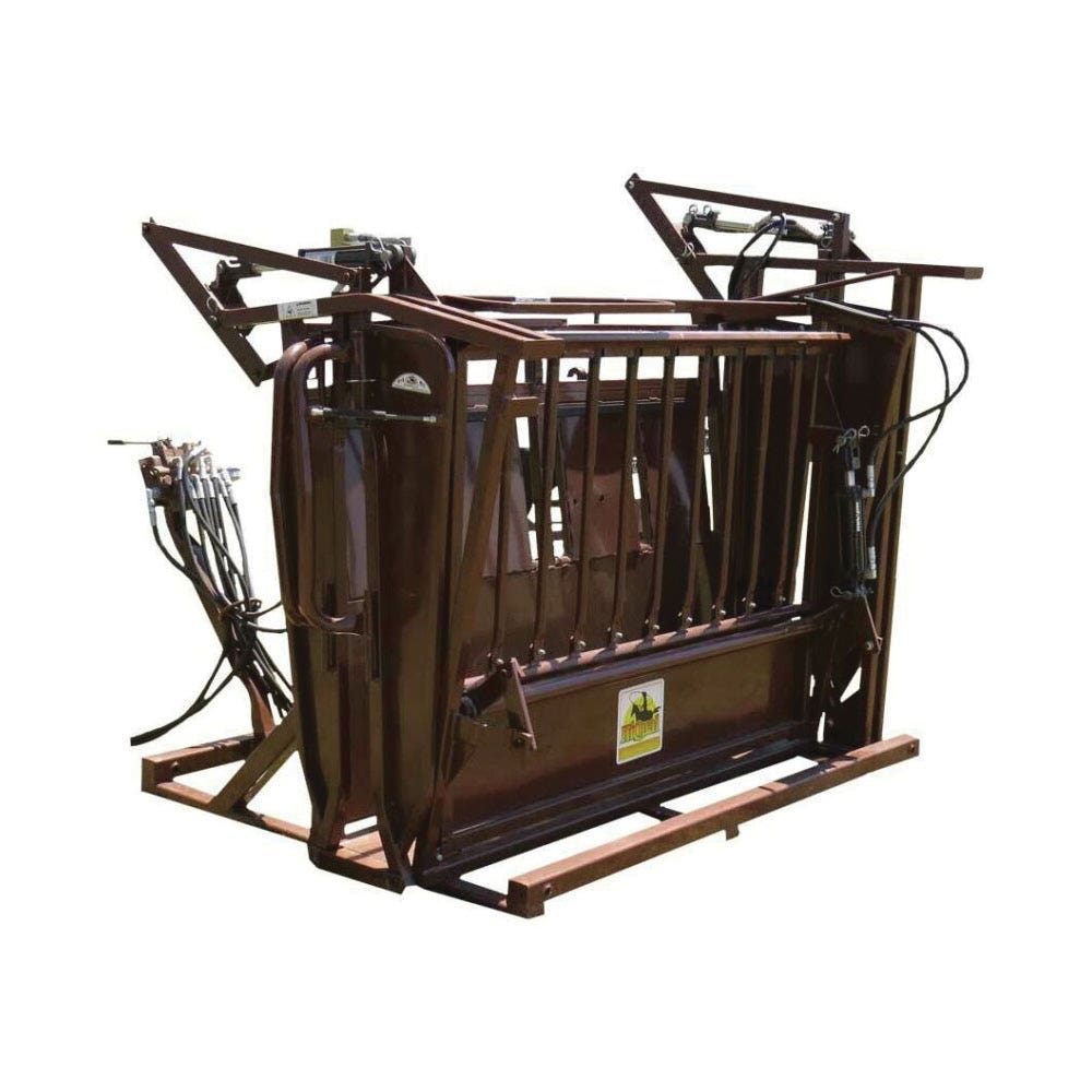 HiQual Hydraulic Calf Chute, 7 ft 2 in OAL, 4 ft 7 in OAW, 5 ft 11 in OAH, Steel