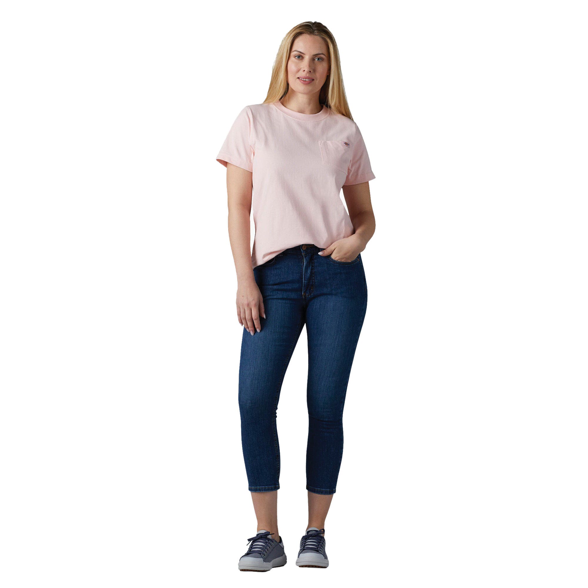 Dickies Women's Heavyweight Short Sleeve Pocket T-Shirt, Lotus Pink, L