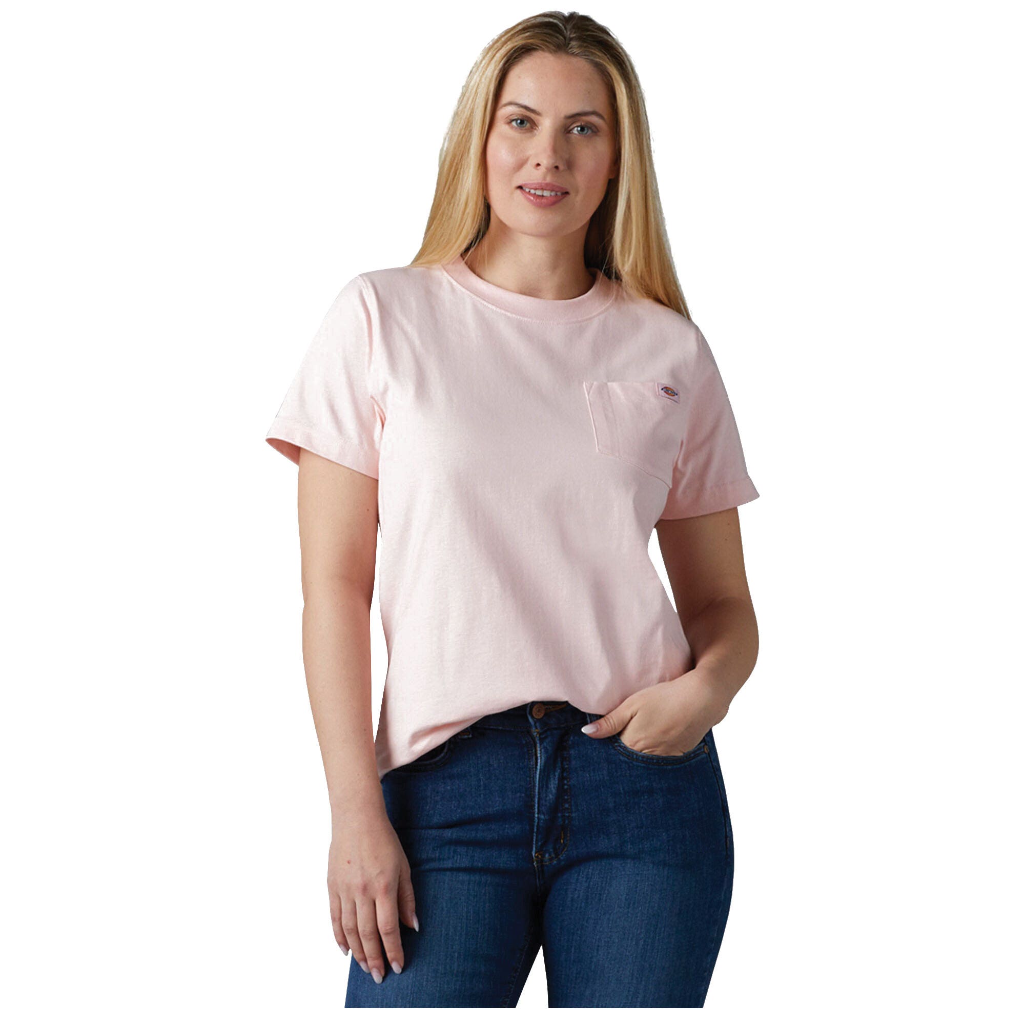 Dickies Women's Heavyweight Short Sleeve Pocket T-Shirt, Lotus Pink, M