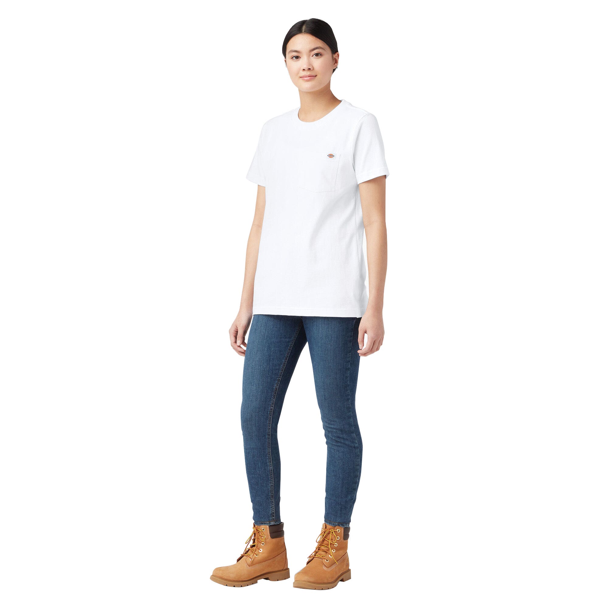 Dickies Women's Heavyweight Short Sleeve Pocket T-Shirt, White, XL
