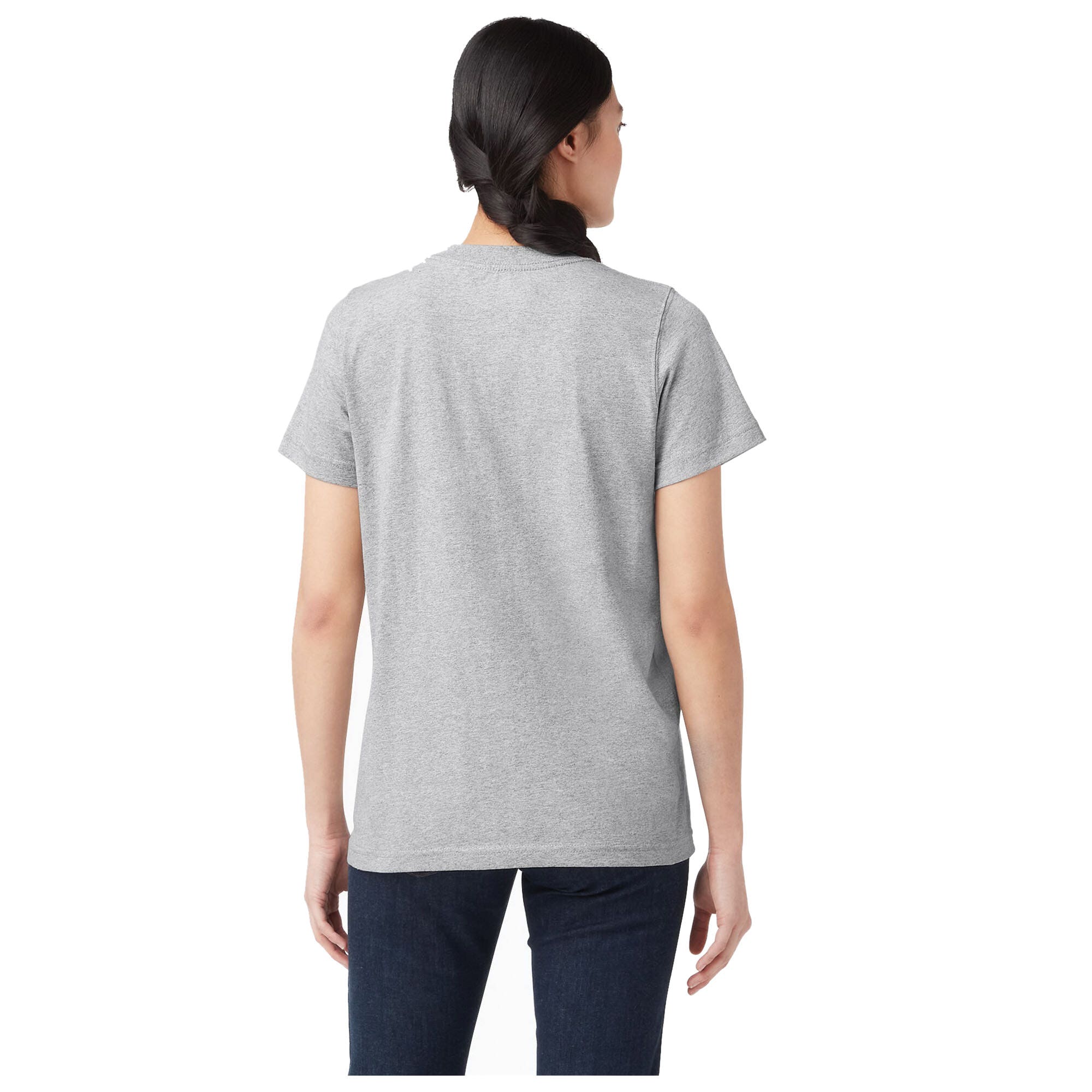 Dickies Women's Heavyweight Short Sleeve Pocket T-Shirt, Heathery Gray, L