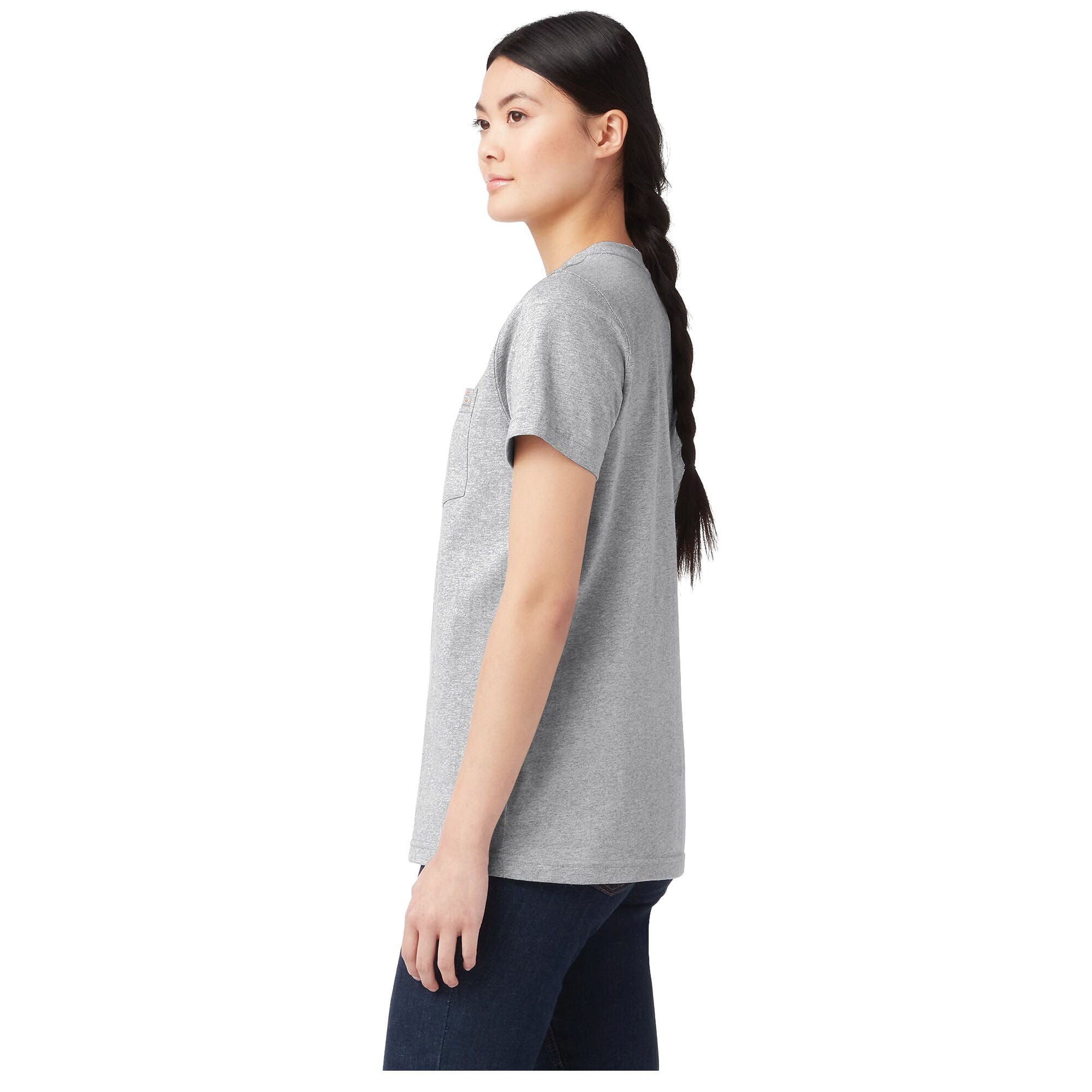 Dickies Women's Heavyweight Short Sleeve Pocket T-Shirt, Heathery Gray, L
