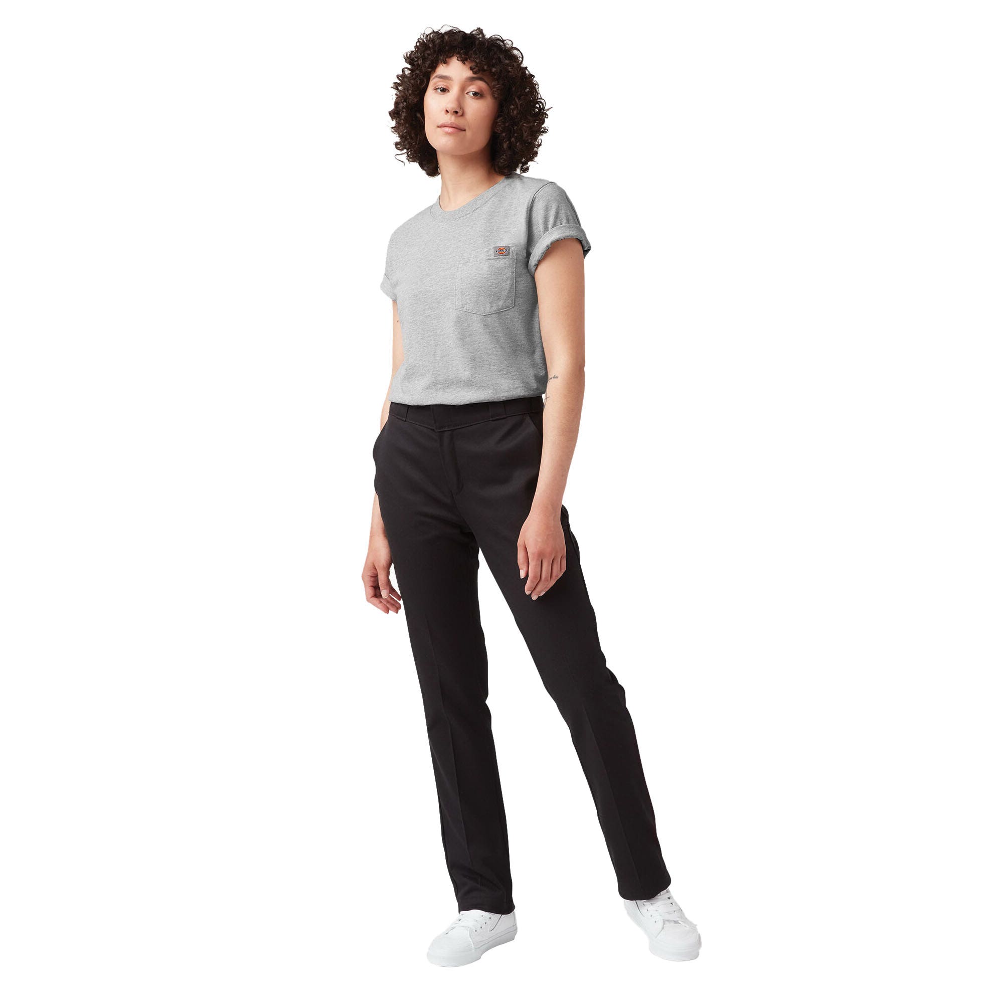 Dickies Women's Heavyweight Short Sleeve Pocket T-Shirt, Heathery Gray, L