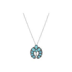 Justin Necklace, Naja Charm Accented, Crystal, Clear/Turquoise, Zinc Alloy