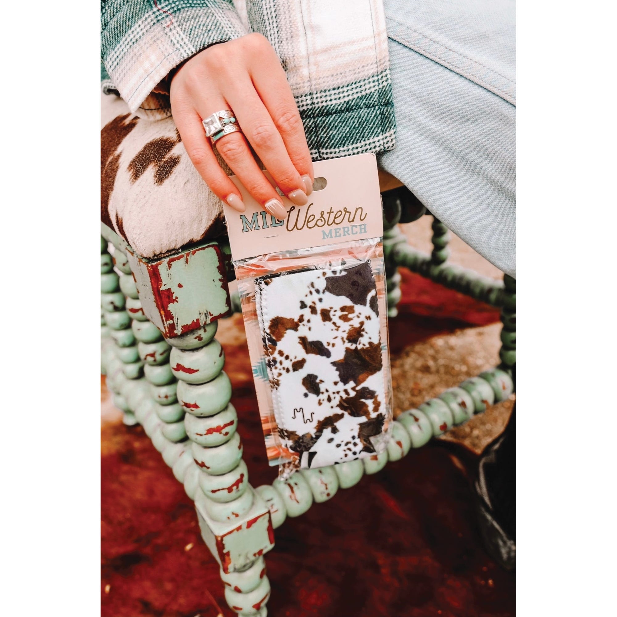 Front Porch Boutique Mooving On Brown Cowhide Tall Coozie