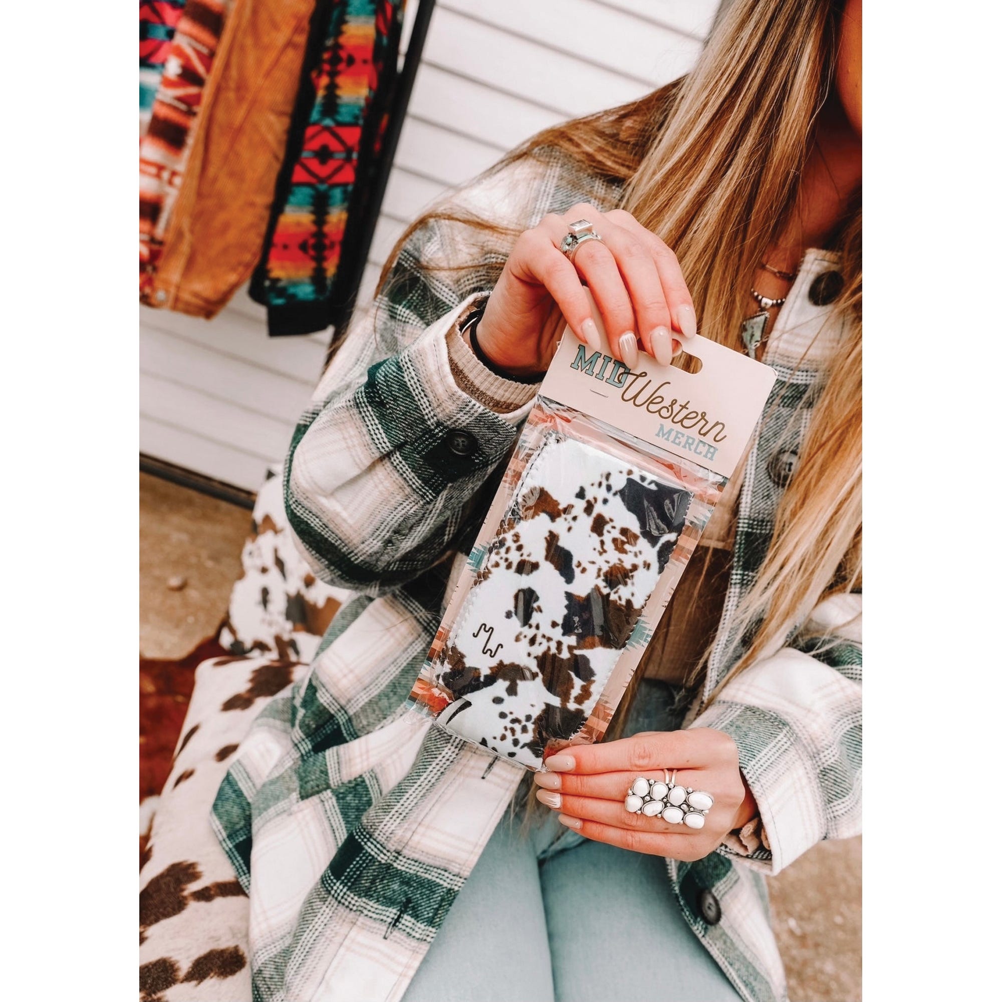 Front Porch Boutique Mooving On Brown Cowhide Tall Coozie