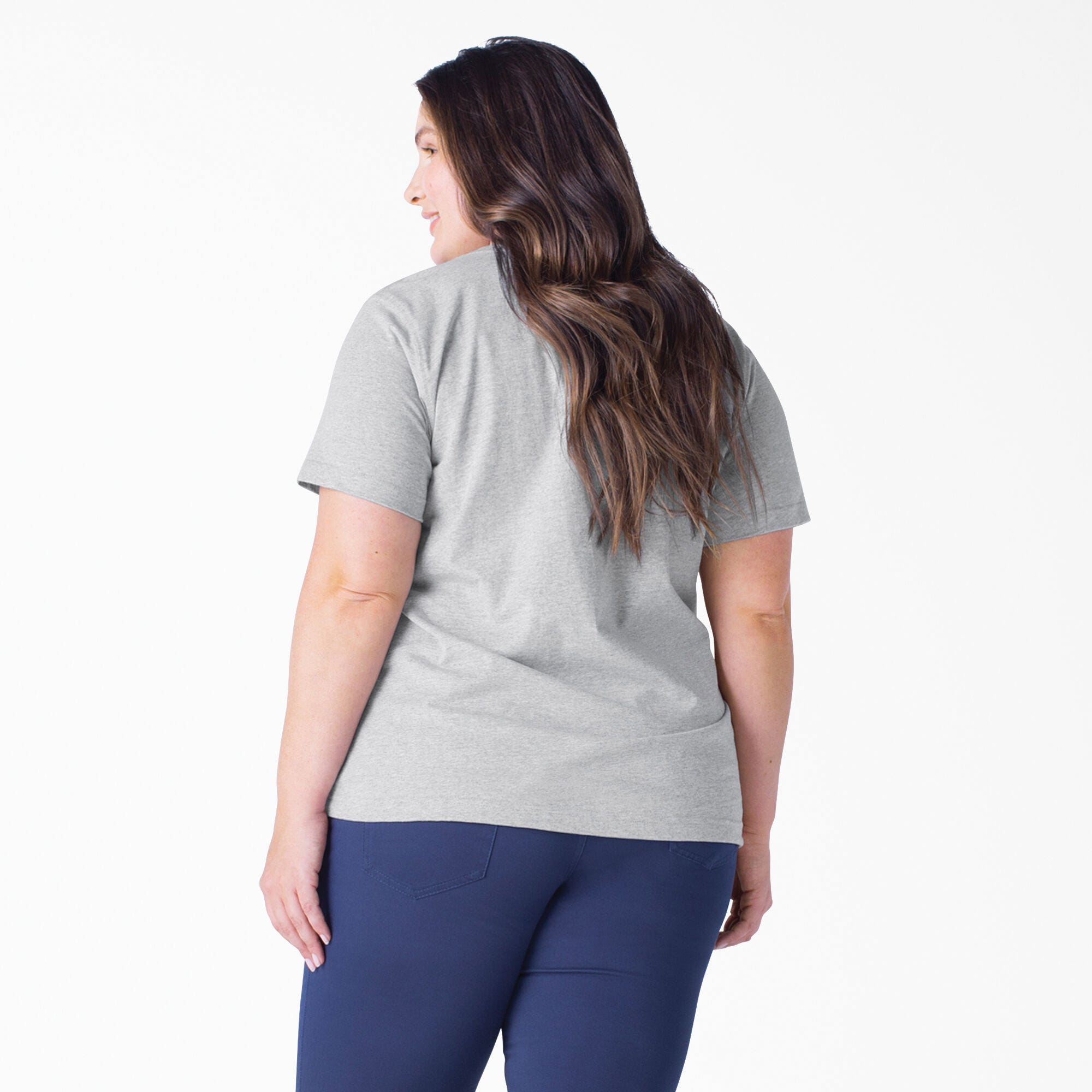 Dickies T-Shirt, Heavyweight, 2X, Plus, Cotton/Polyester, Heather Gray, Short Sleeve