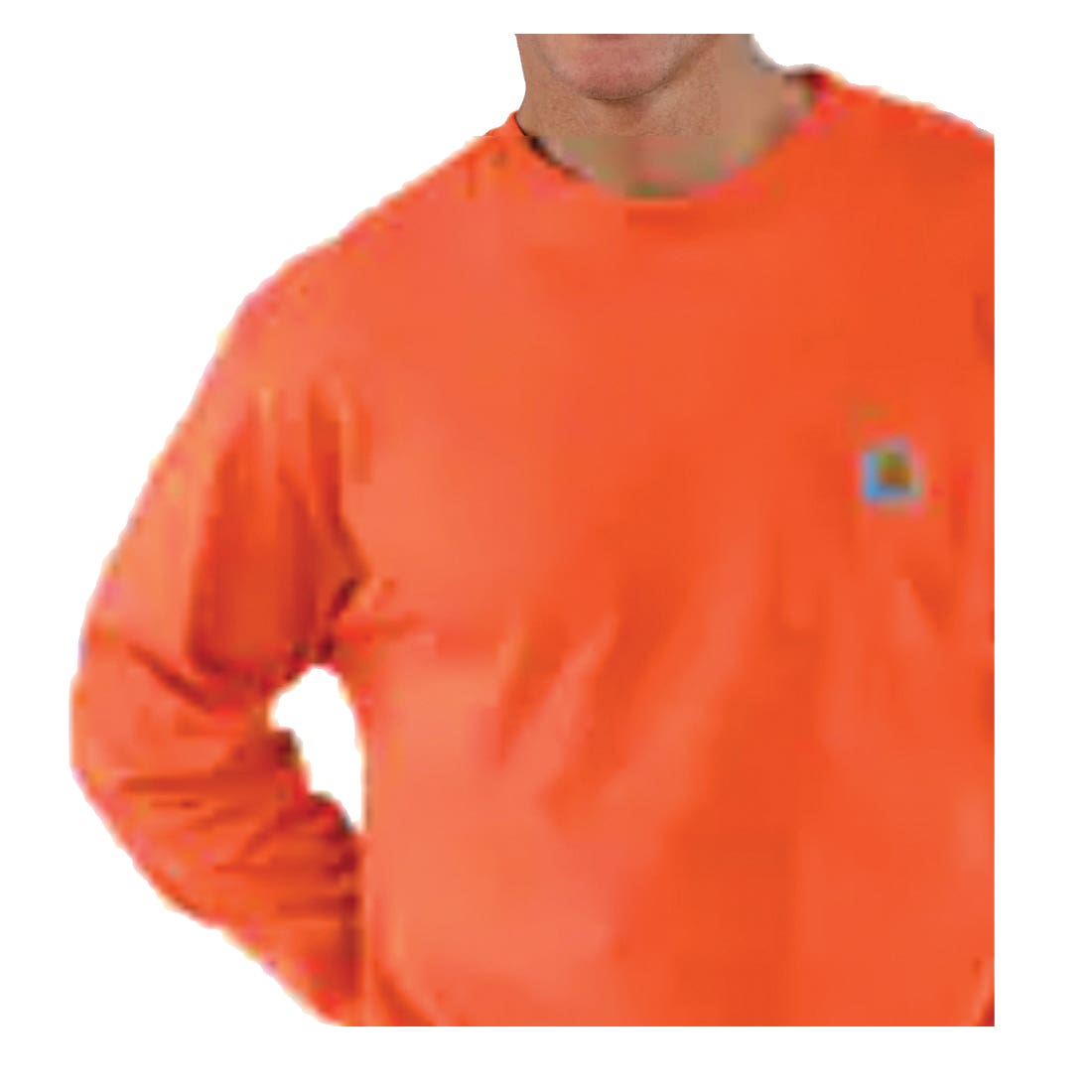 Carhartt T-Shirt, M, Cotton, Bright Orange, Carhartt Patch, Crew Neck, Long Sleeve, Loose