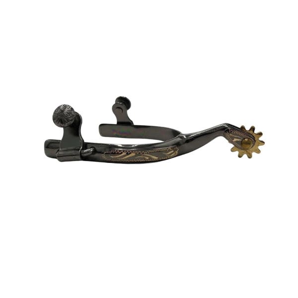 Colorado Saddlery Monterey Spur, Engraved, Brass, Midnight Blue