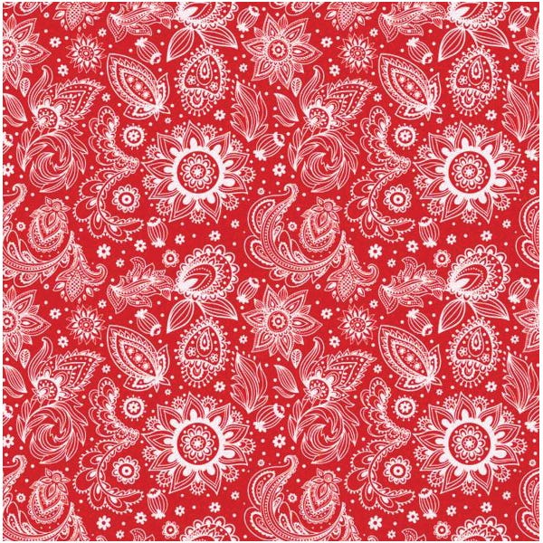 The Bandanna Co English and Prims Paisley Series Bandanna, Cotton, Prims Paisley Red
