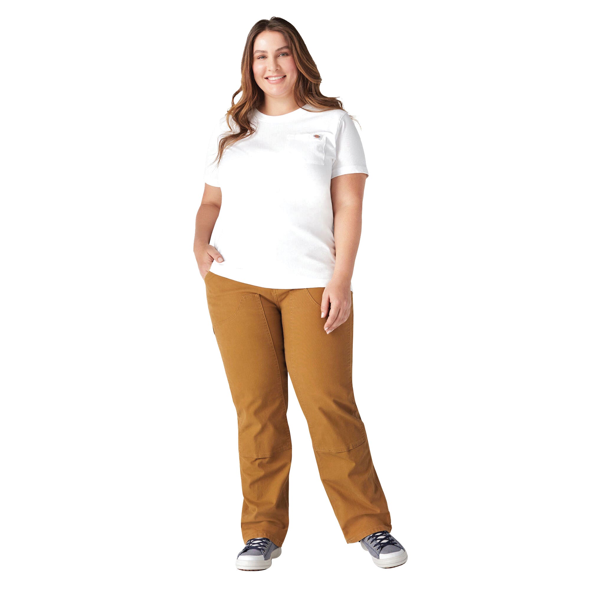 Dickies T-Shirt, Heavyweight, 2X, Plus, Cotton, White, Short Sleeve