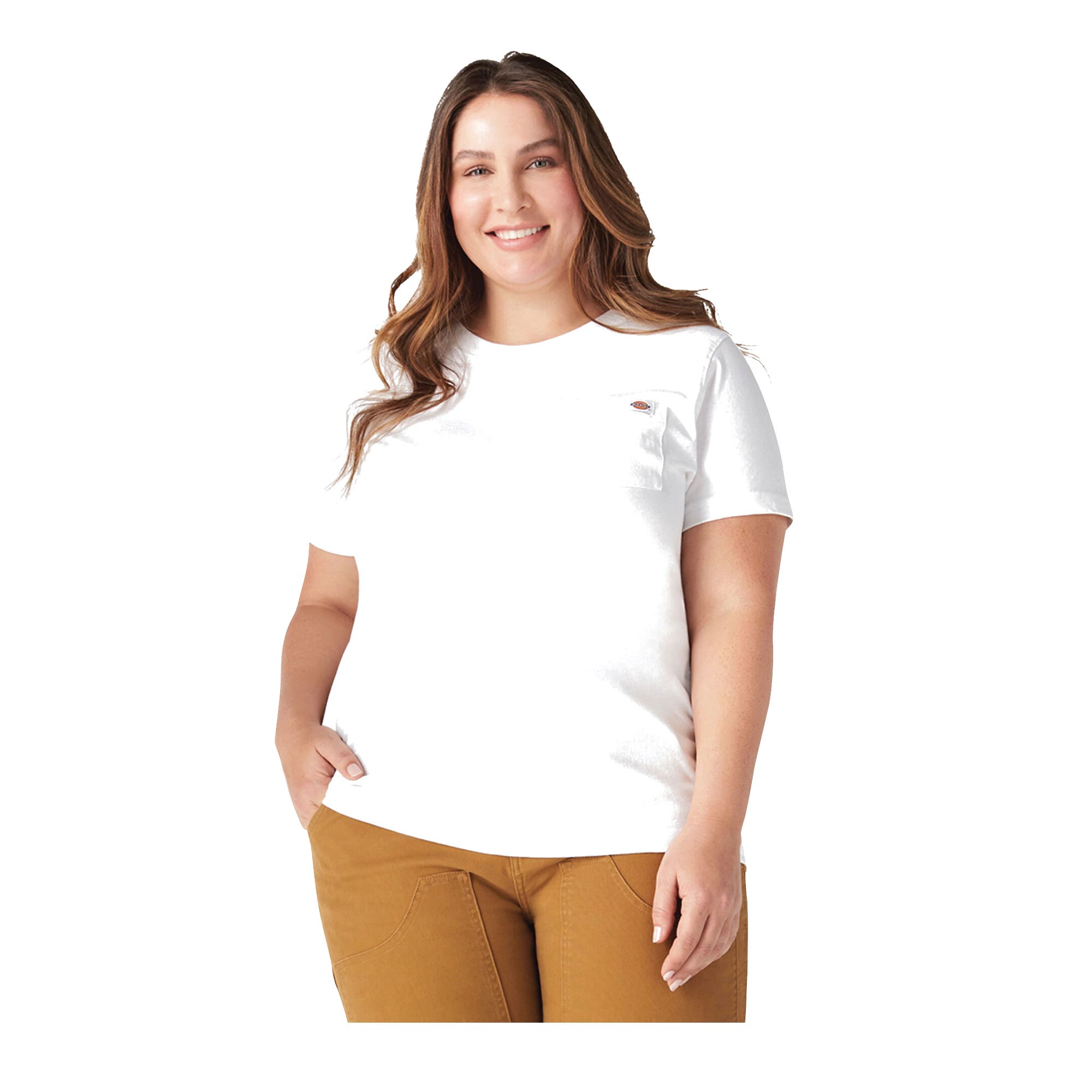 Dickies T-Shirt, Heavyweight, 2X, Plus, Cotton, White, Short Sleeve