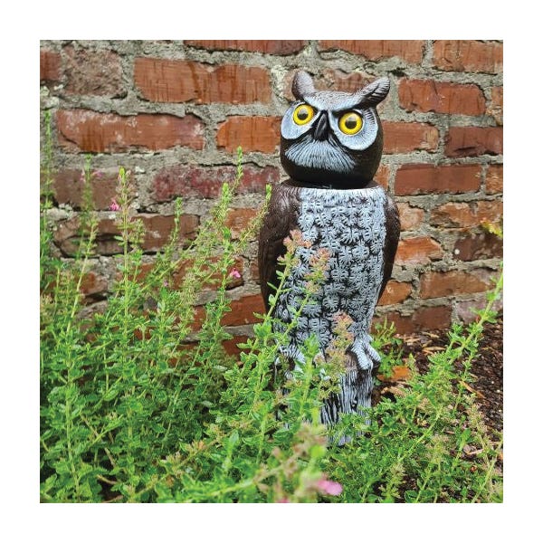 Dalen Natural Enemy Scarecrow, Rotating Head Owl, Repels: Birds, Rabbits, Raccoons, Squirrels