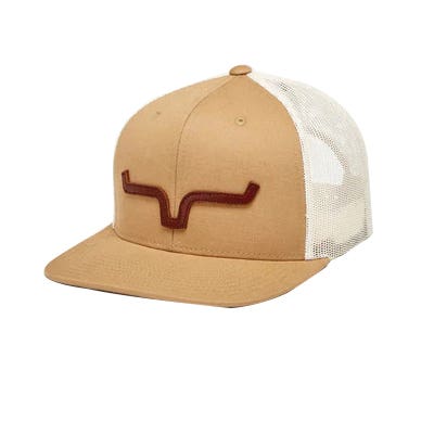 Kimes Ranch Hat, Real Leather Die Cut Horns on Front, One-Size, Cotton, Work Wear Brown