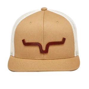 Kimes Ranch Hat, Real Leather Die Cut Horns on Front, One-Size, Cotton, Work Wear Brown