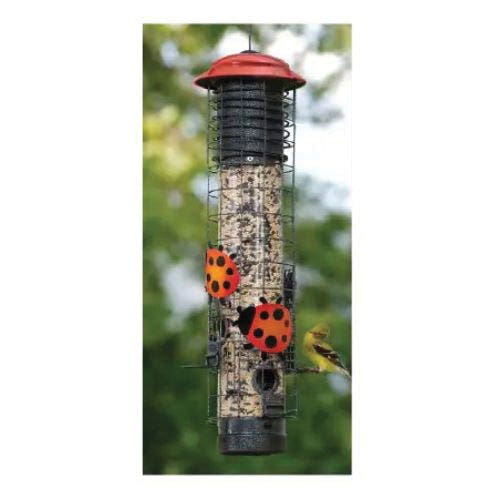 Woodlink Bird Feeder, 18 in H, Ladybug, 2.5 lb, Metal, Black/Red, Hanging