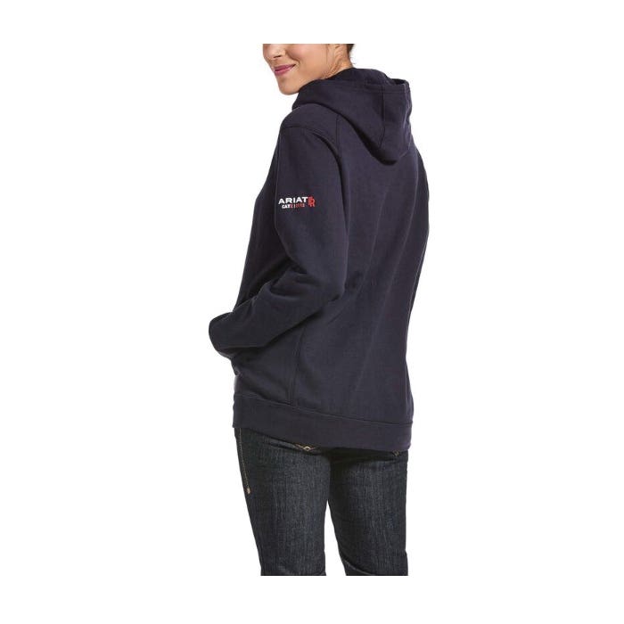 Ariat Flame-Resistant Hoodie, Women's, L, Mock, Long Sleeve, Pull Over, Cotton/Fleece Shell, Navy