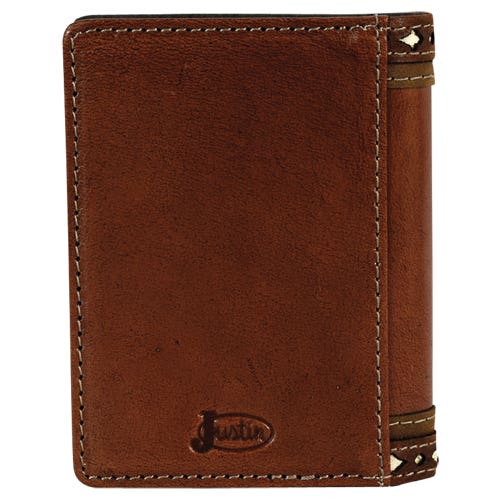 Justin Front Pocket Card Wallet, Men's, Tooling and Ivory Underlay, Brown