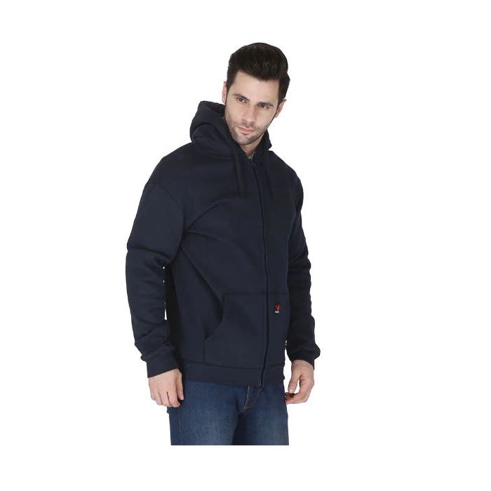 Forge Fr Sweatshirt with Hood, Men's, 3XL, Zipper, Cotton Shell, Navy Blue