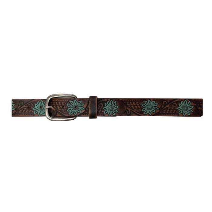 Cowgirls Rock Belt, Women's, 2XL, Antique Copper, Buffalo Leather, Brown/Turquoise, Buckle