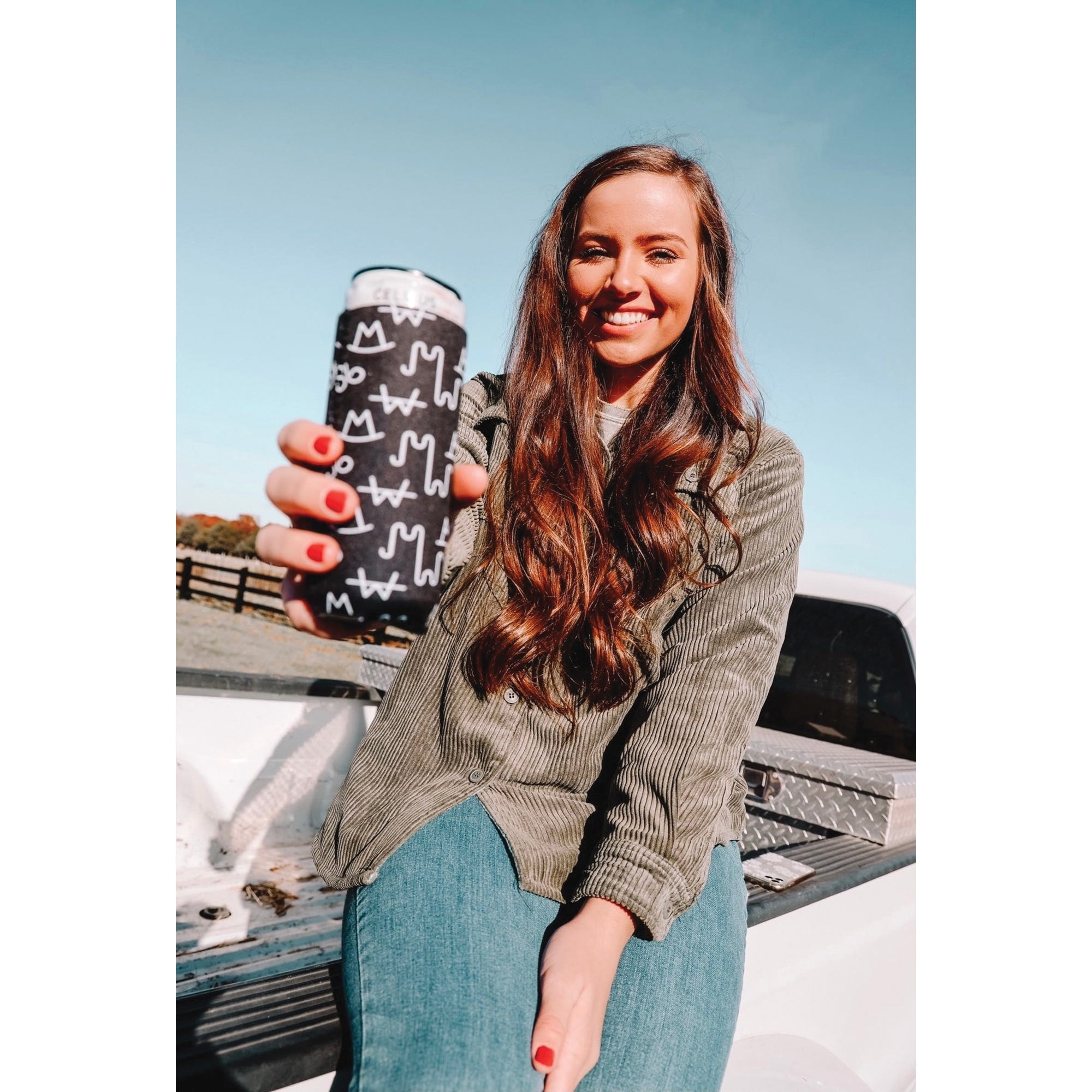 Front Porch Boutique Black Brandin' Bar Collage Tall Coozie