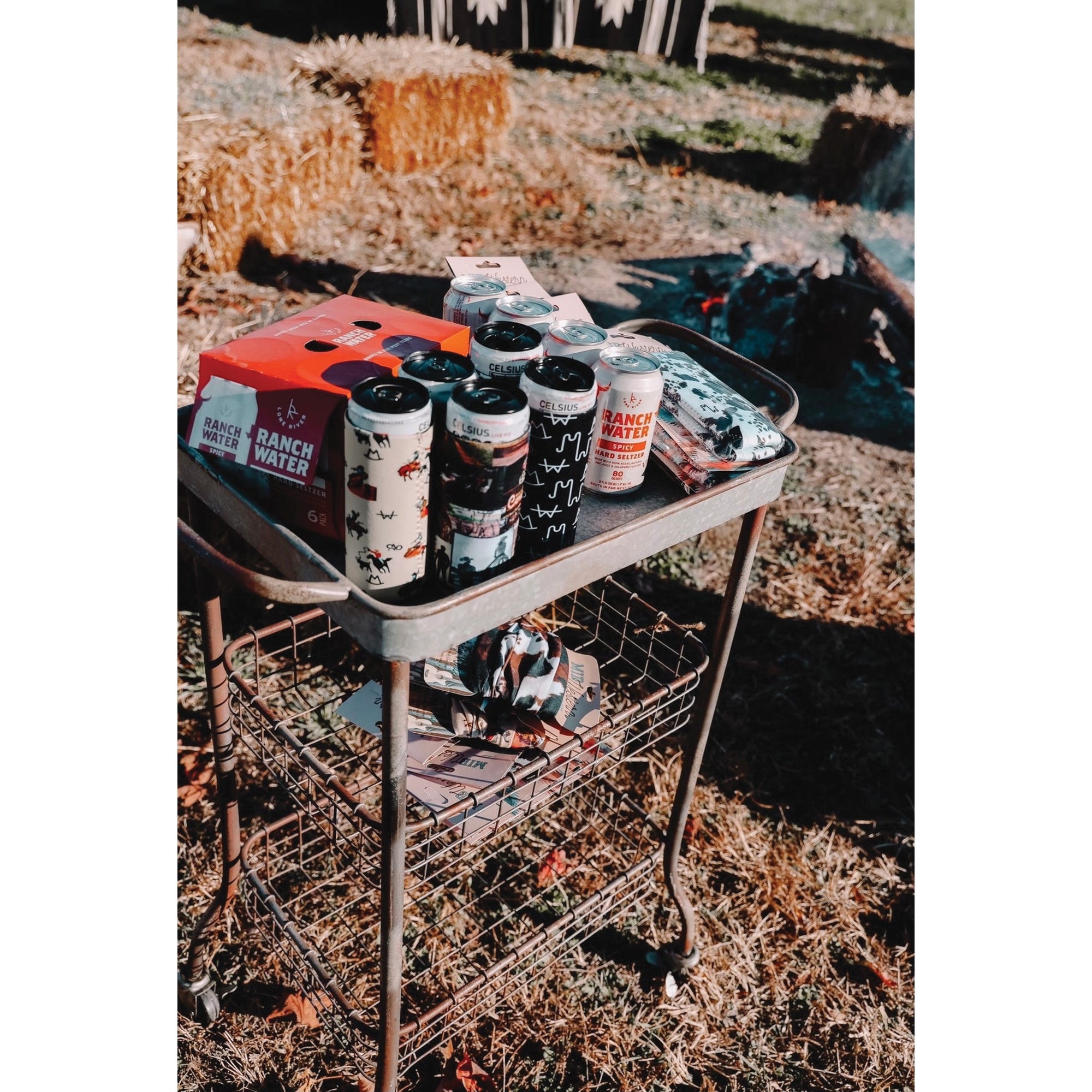Front Porch Boutique Black Brandin' Bar Collage Tall Coozie