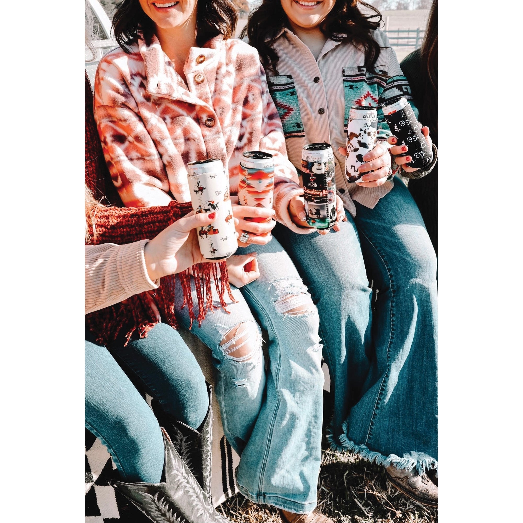 Front Porch Boutique Black Brandin' Bar Collage Tall Coozie